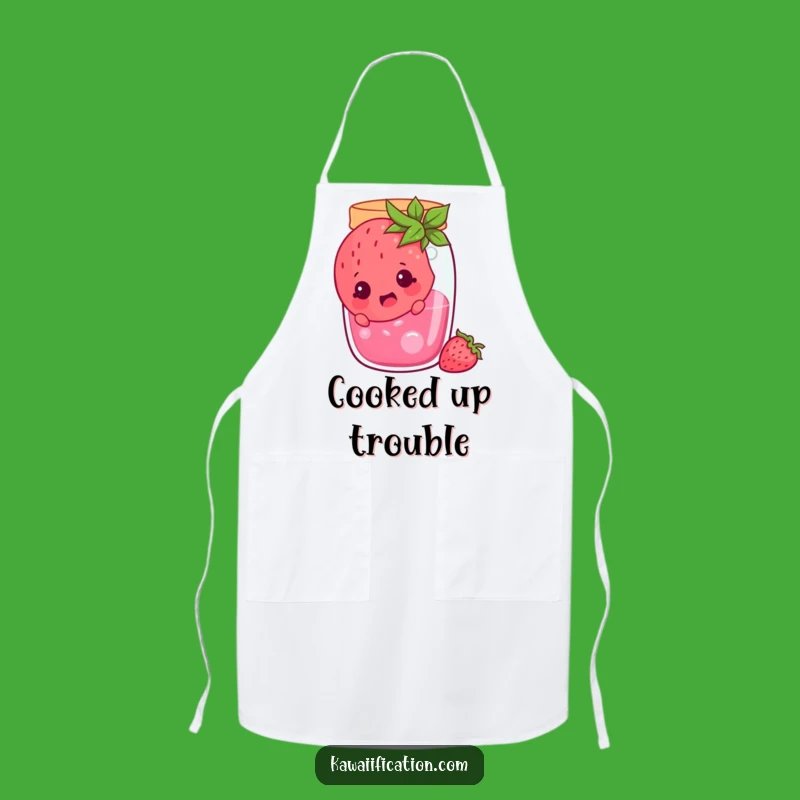 Funny Surprised Strawberry Jam Jar Apron - Kitchen Fruit Cartoon Gift!
