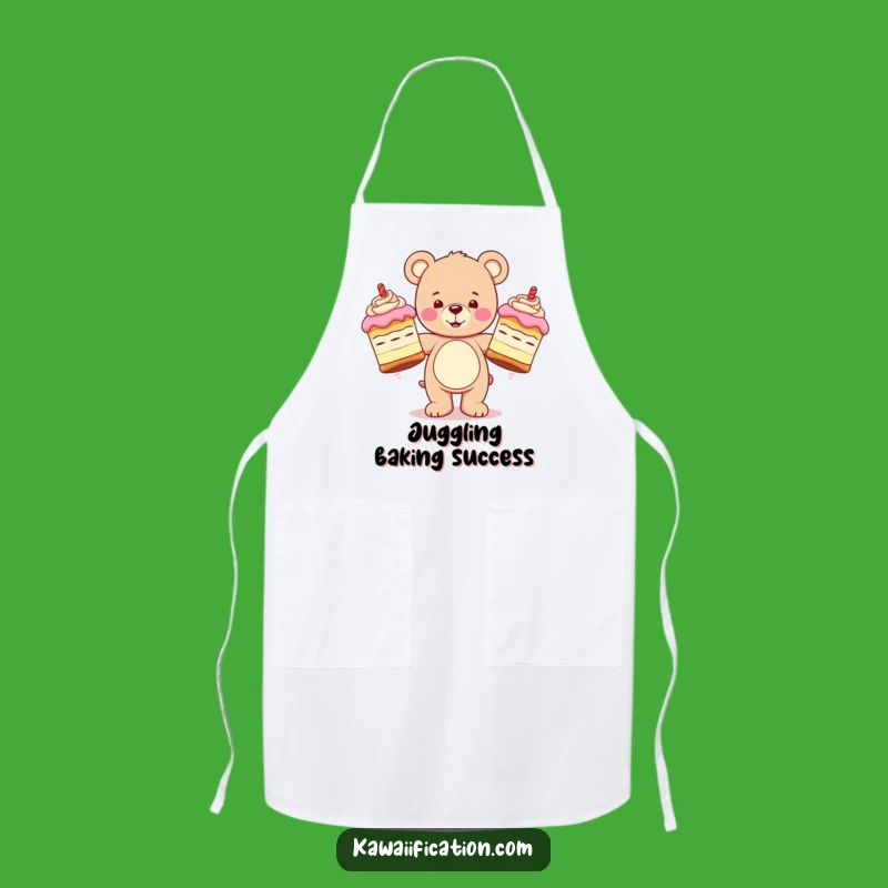 Funny Teddy Bear Juggling Apron: Happy Baker Cake Chaos, Kitchen Fun Gear