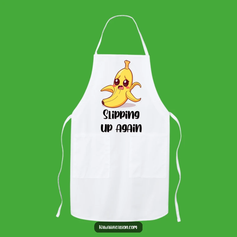 Funny Startled Banana Peel Slipping Apron - Kitchen Comedy Cartoon Gift!