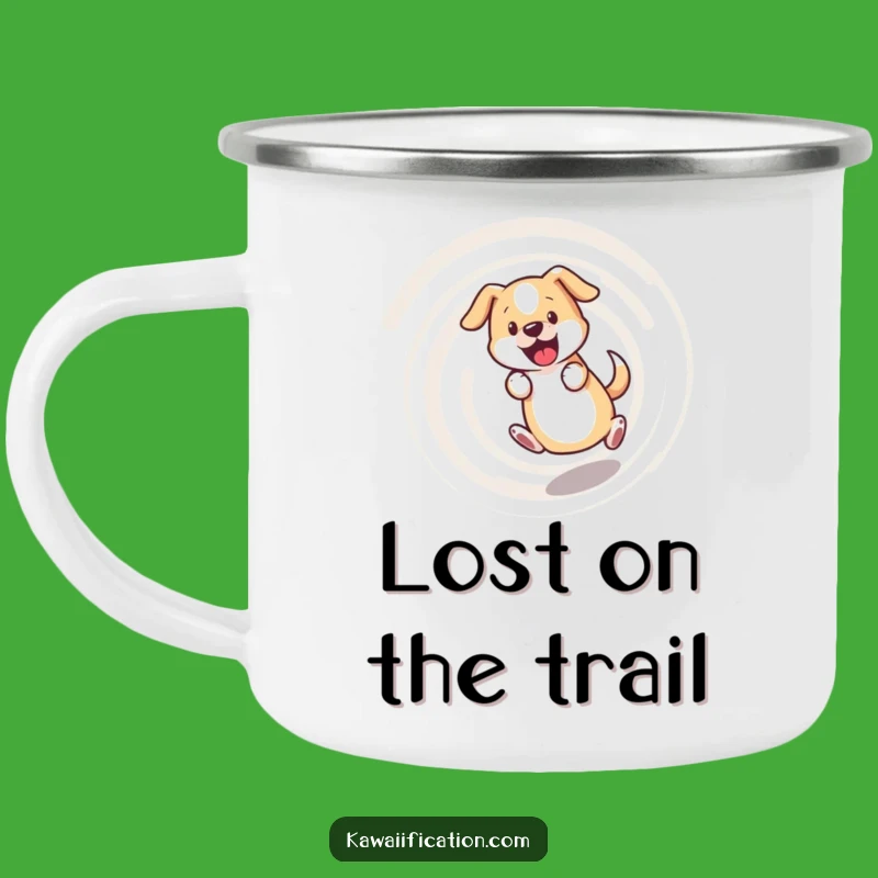 Funny Bewildered Dog Camping Mug - Trail Chase Fun, Perfect Humorous Gift
