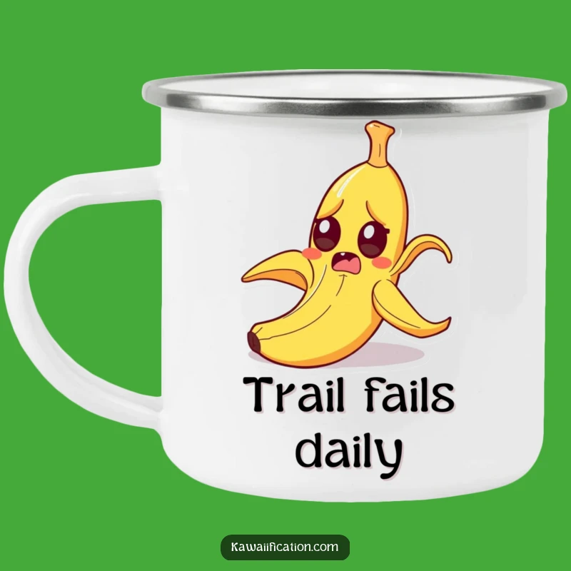 Funny Startled Banana Peel Slipping Camping Mug - Outdoor Cartoon Laugh Gift!