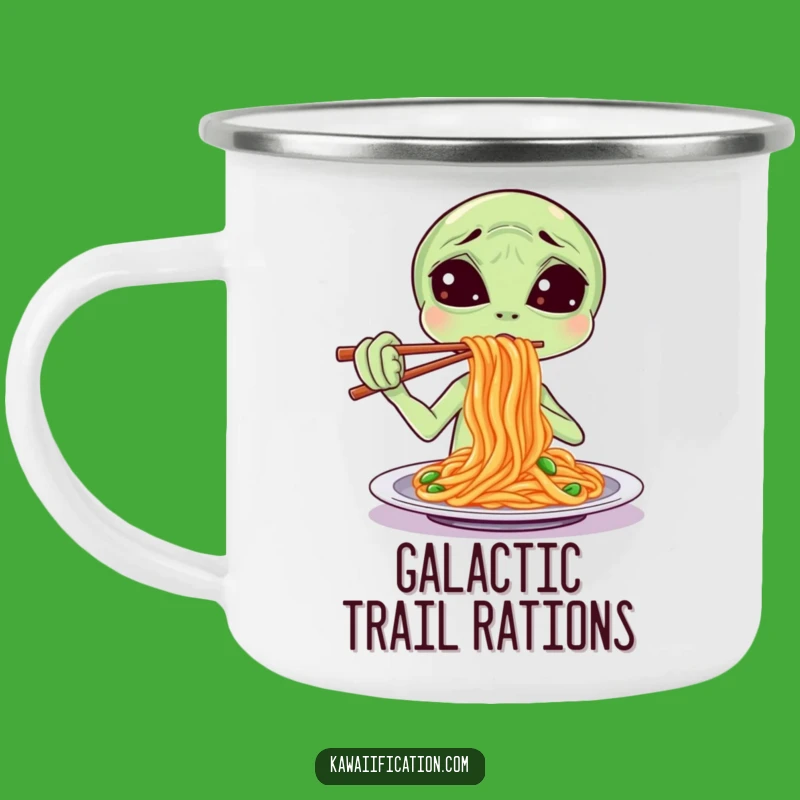 Funny Alien Spaghetti Camping Mug - Confused Outdoors, Sci-Fi Adventure Gift!