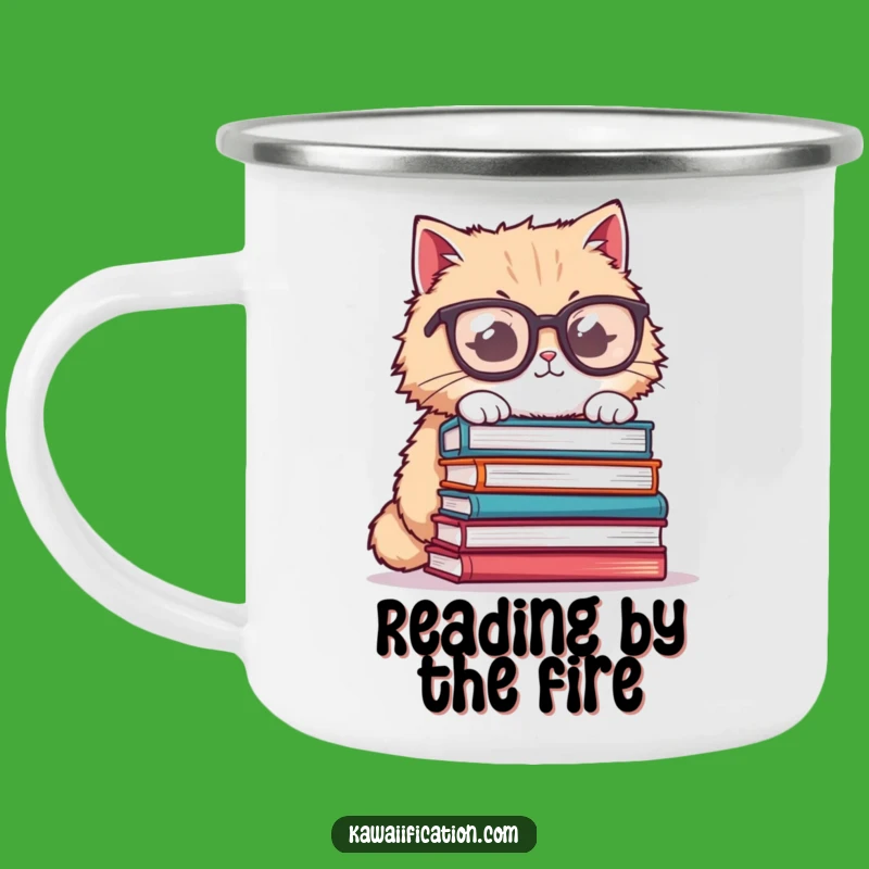 Funny Cat Glasses Camping Mug - Bookish Brews, Perfect Funny Gift