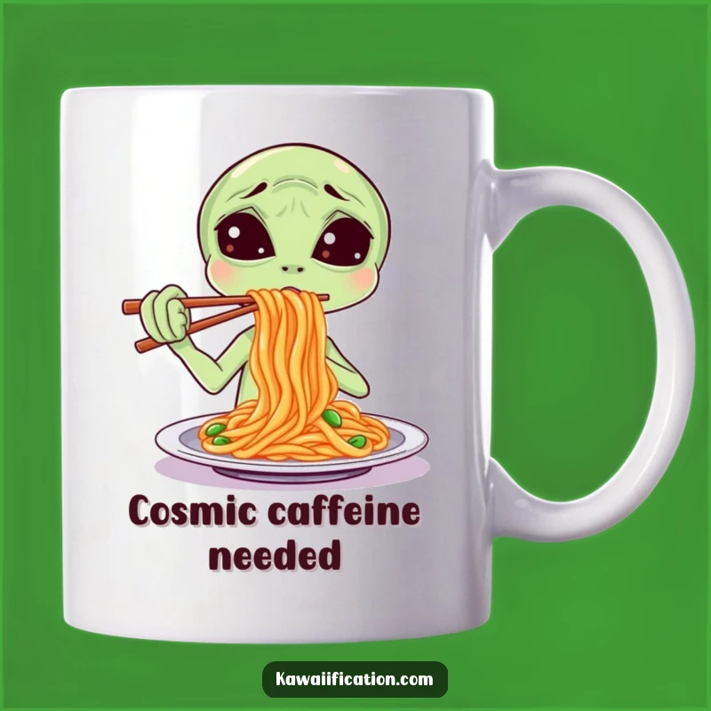 Funny Alien Spaghetti Mug - Confused Eater, Hilarious Sci-Fi Gift!