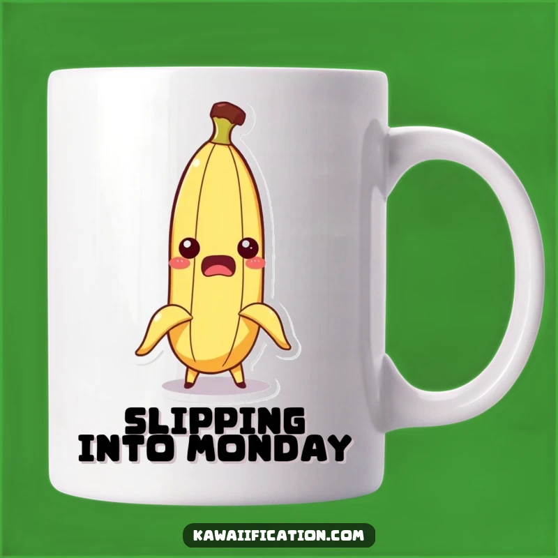 Funny Banana Slip Mug: Startled Fruit Humor for a Laugh