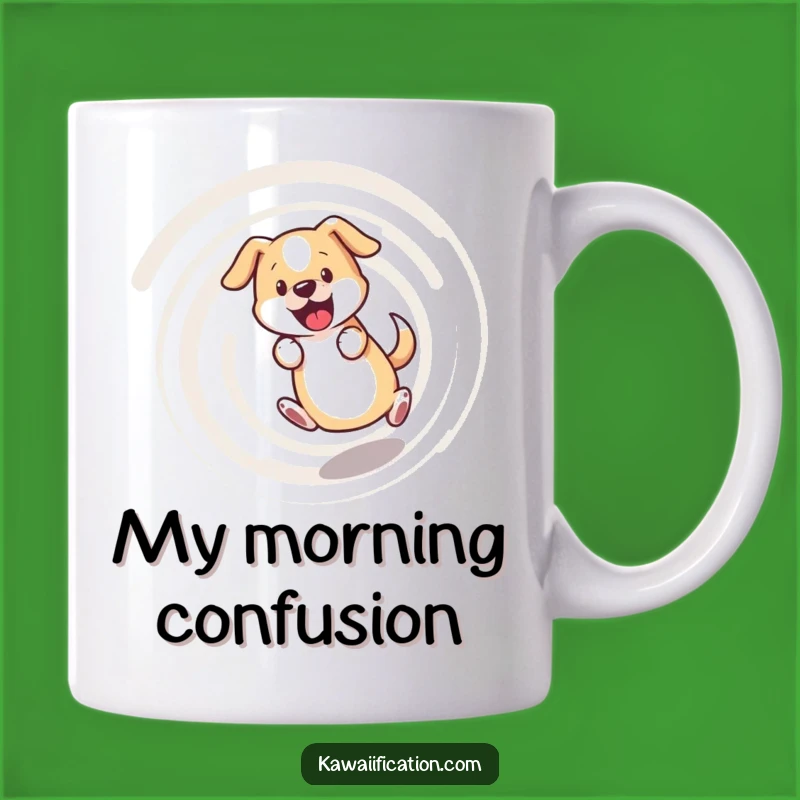 Funny Bewildered Dog Mug - Tail Chasing Chaos, Perfect Humorous Gift