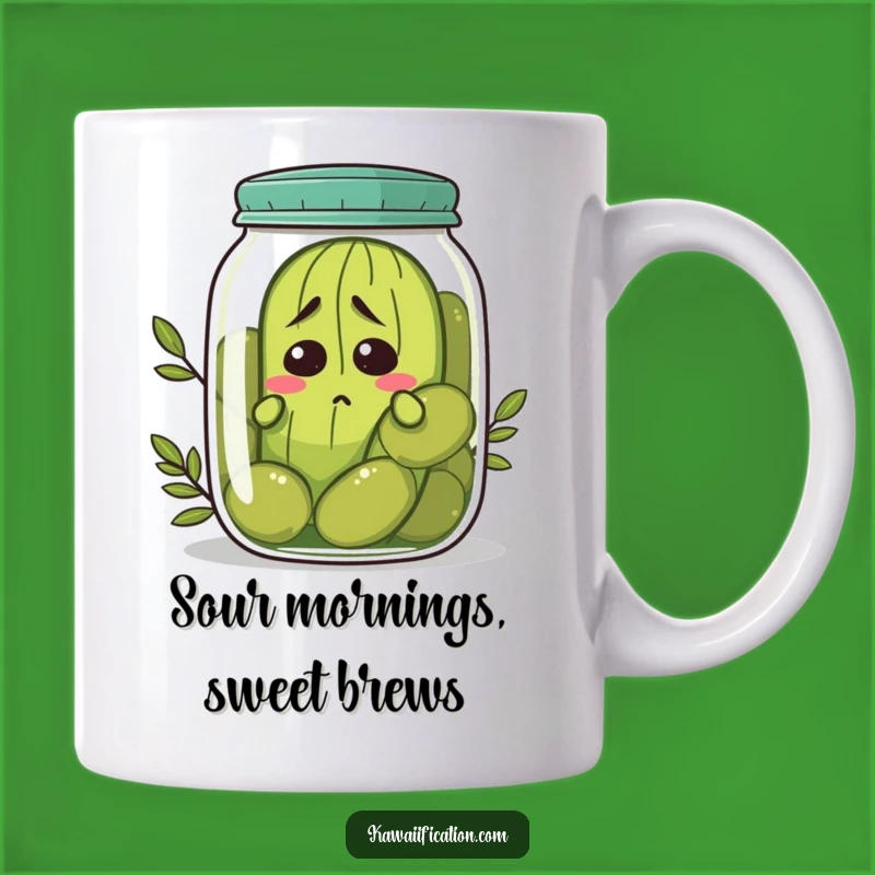 Funny Nervous Pickle Mug - Relatable Humor Character Gift