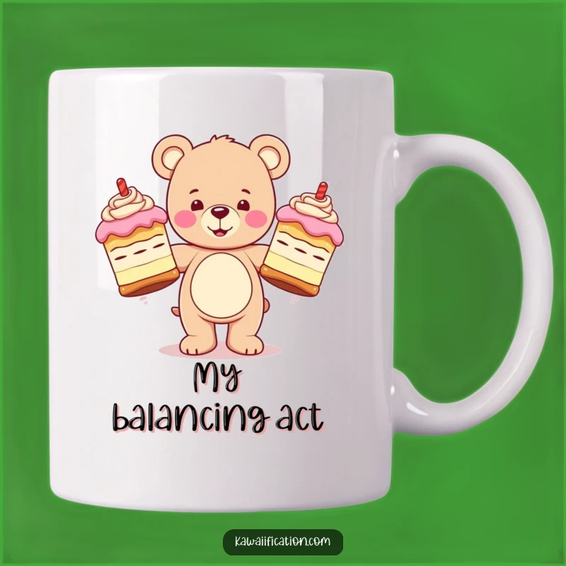 Funny Teddy Bear Juggling Mug: Happy Character Wobbling Cakes, Perfect Gift