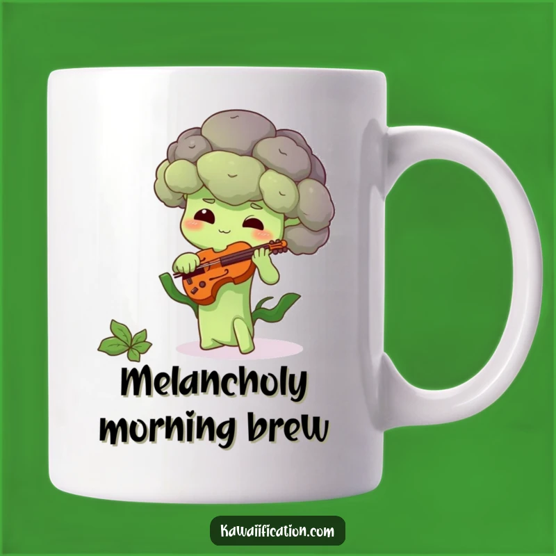 Funny Shy Broccoli Mug: Hilarious Vegetable Music Gift for Veggie Lovers