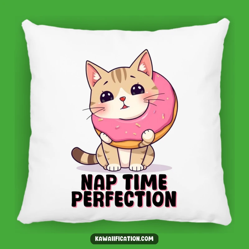 Comfy Cat Chaos: Funny Wobbly Donut Pillow - Cute Accent, Sweet Funny Gift