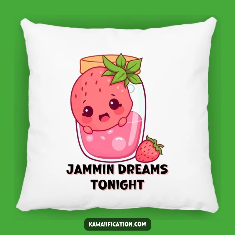 Funny Surprised Strawberry Jam Jar Pillow - Cozy Cartoon Comfort Gift!