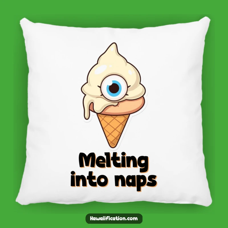 Funny Confused Melting Ice Cream Pillow - Cozy Cartoon Comfort Gift!