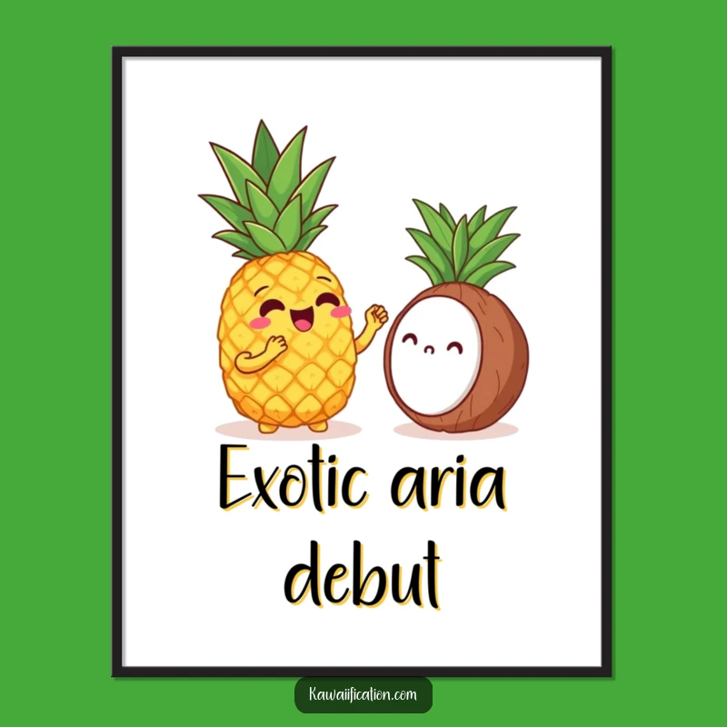 Funny Pineapple Opera Digital Art: Hilarious Tropical Wall Decor Gift