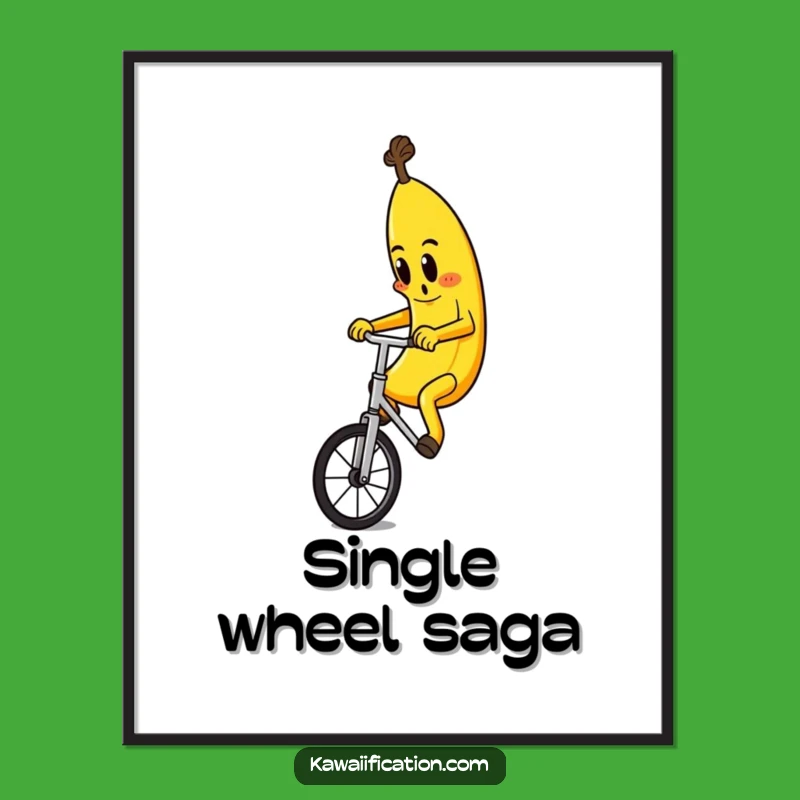 Funny Banana Unicyclist Digital Print: Instant Humor for Your Space