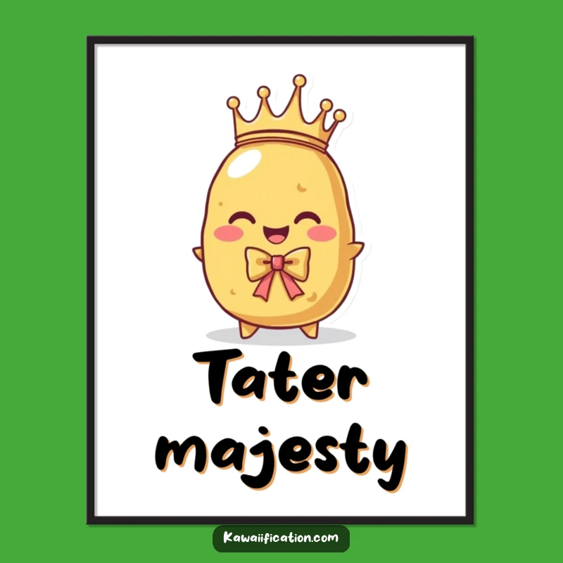 Funny Potato King Digital Art: Instant Download of Regal Spud Smiles