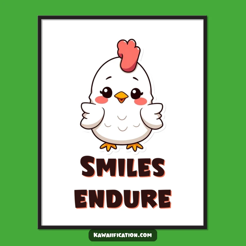 Funny Squashed Chicken Digital Art - Smiling Whimsy, Instant Gag Gift!