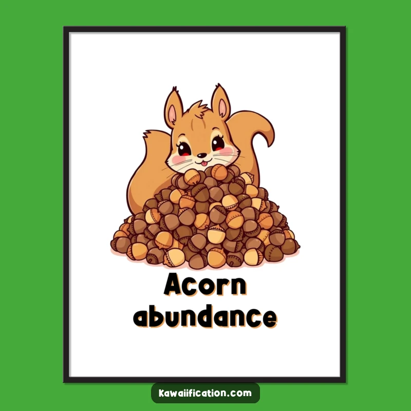 Funny Squirrel Acorn Digital Art: Hoarding Print, Downloadable Funny Gift