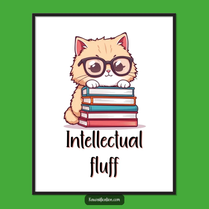 Funny Cat Glasses Digital Art - Bookish Charm, Perfect Funny Gift Print