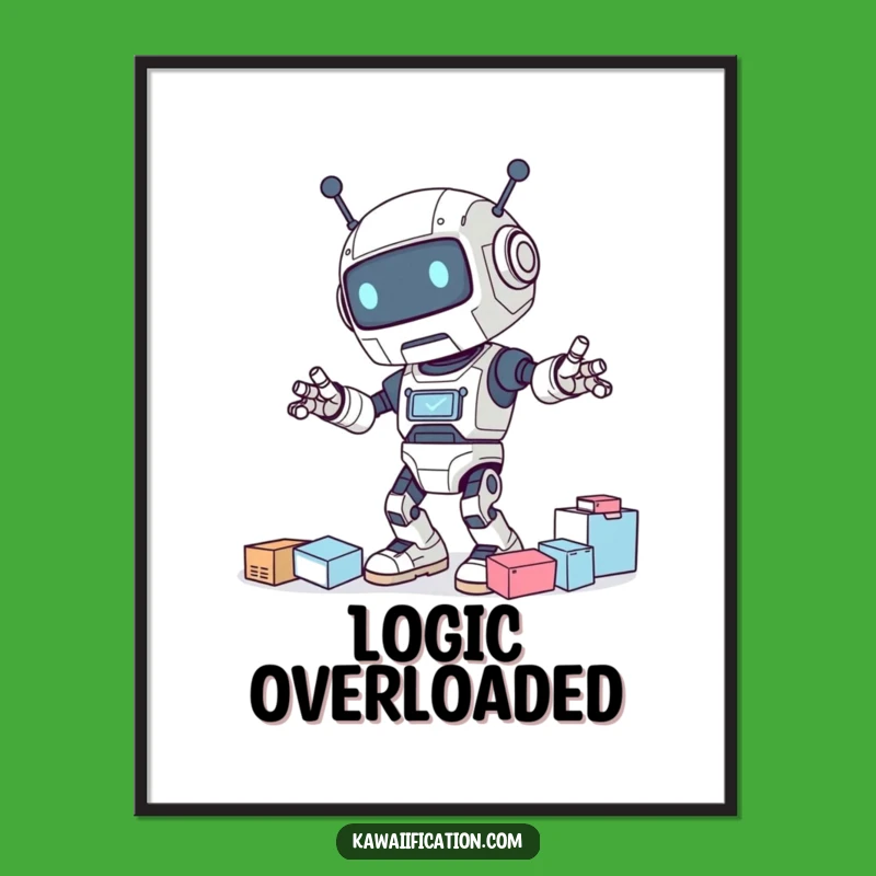 Funny Clumsy Robot Digital Art: Hilarious wall decor for robot lovers and pranksters!