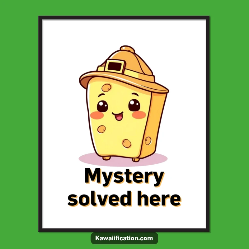 Funny Detective Cheese Digital Art Print: Decorate with Humorous Mystery and Cheesy Charm
