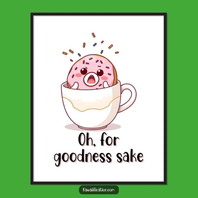 Funny Donut Coffee Fall Digital Print: Instant Breakfast Whimsy, Perfect Humorous Decor Gift