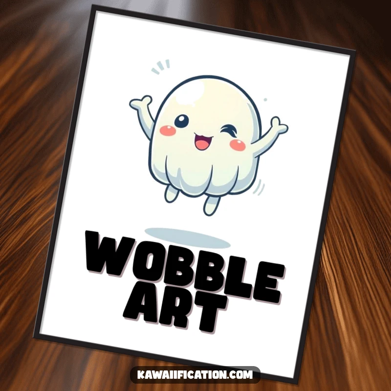 Funny Digital Art Print: A wobbly jelly character depicted with extreme energy and bounce, perfect for vibrant, humorous decor.
