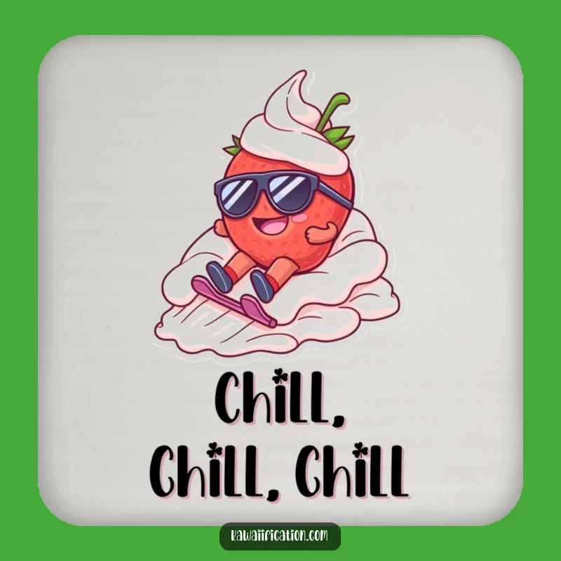 Funny Strawberry Sloth Coaster Set: Protect Tables with Sweet Fun, Gift Idea