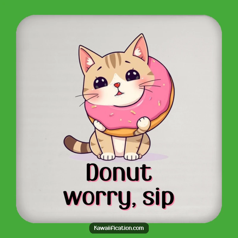Protect Your Space: Funny Cat Donut Coaster - Wobbly Act, Cool Funny Gift