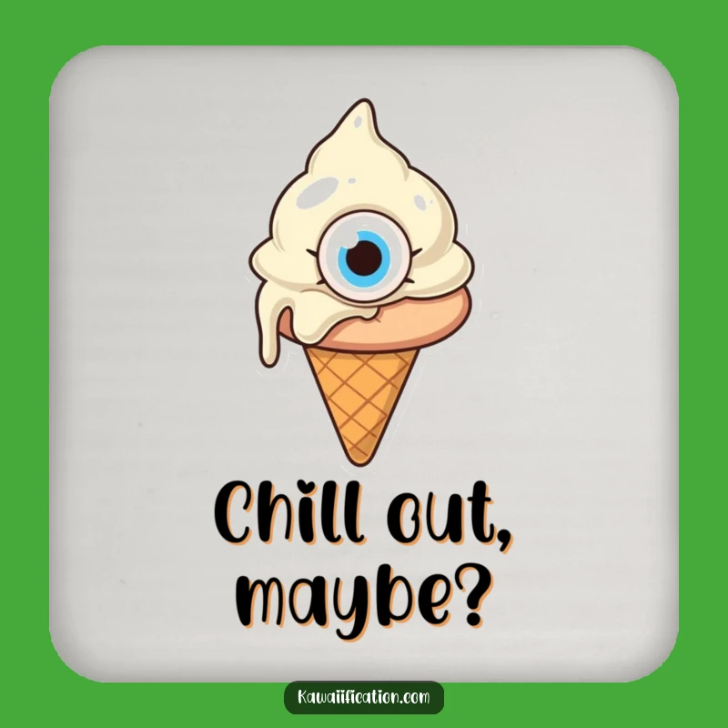 Funny Confused Melting Ice Cream Coaster - Protect Surfaces with Humor Gift!