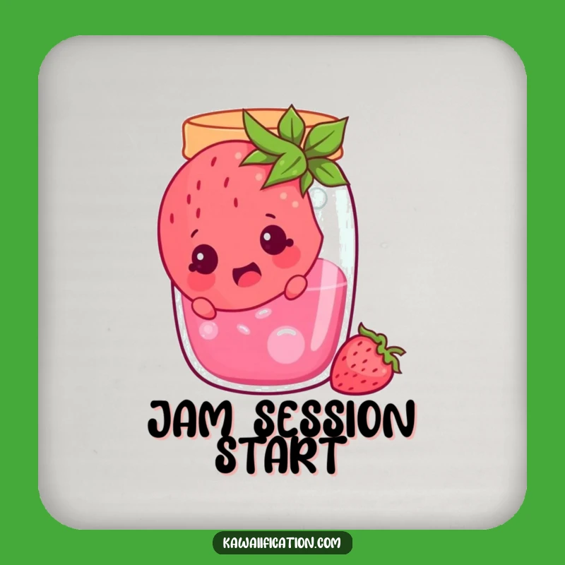 Funny Surprised Strawberry Jam Jar Coaster - Protect Surfaces with Humor Gift!