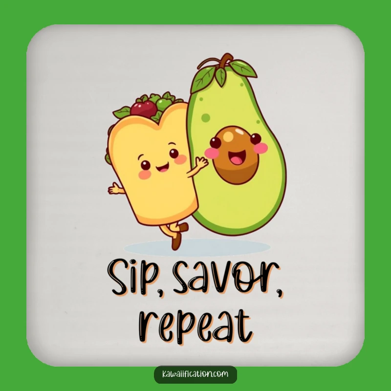 Funny Taco Avocado Waltz Coaster Set: Protect Surfaces with Hilarious Foodie Flair