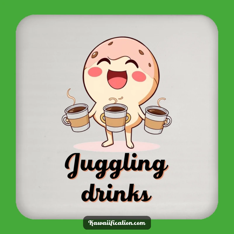 Funny Donut Juggling Coaster Set: Protect Surfaces Sweetly