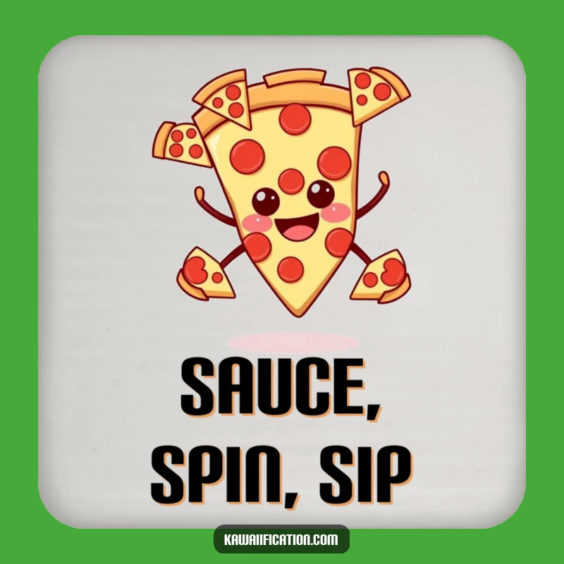 Funny Smiling Pizza Coaster - Surface Protection Humor, Great Humorous Gift