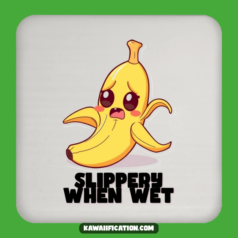Funny Startled Banana Peel Slipping Coaster - Protect Surfaces with Laughs Gift!