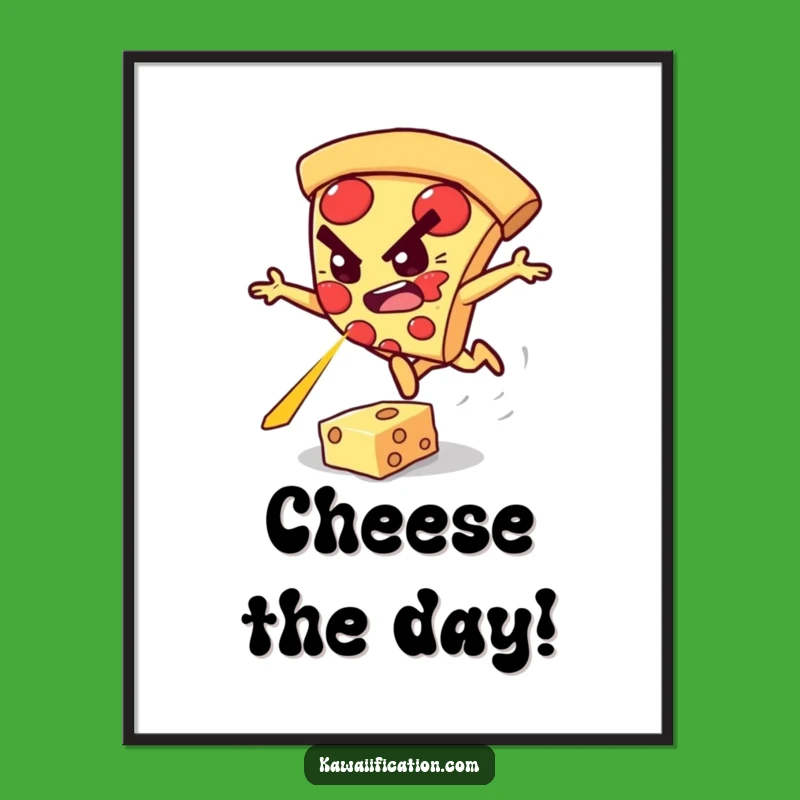 Funny Pizza Slice Poster: Decorate with Determination and Cheesy Humor