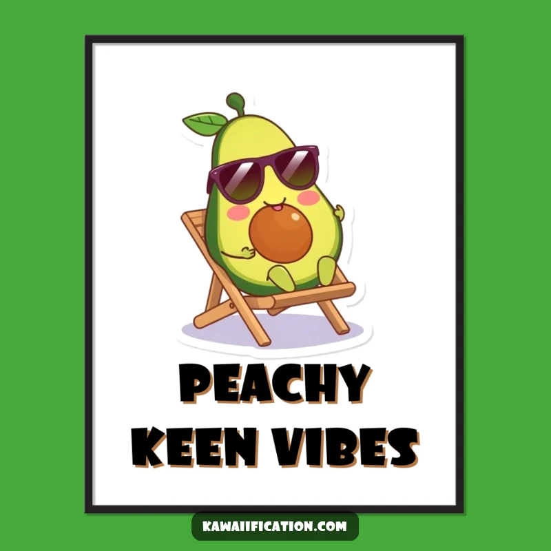 Funny Avocado Art Print - Sunglasses Chill Scene, Perfect Funny Gift Decor