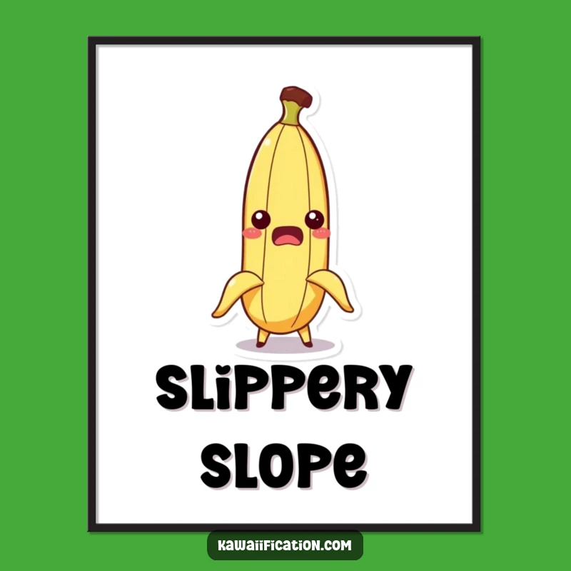 Funny Banana Slip Art Print: Comical Fruit Wall Decor