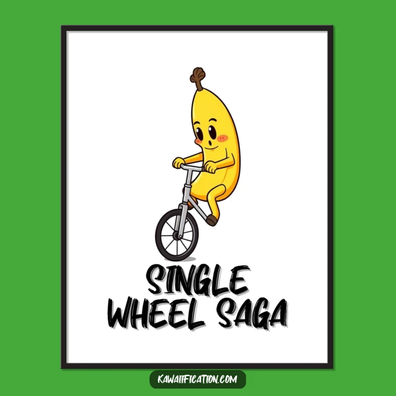 Funny Banana Unicyclist Poster: Hilarious Fruit Art for Wall Décor
