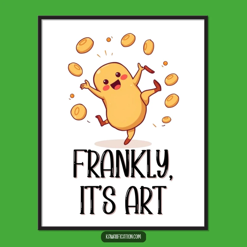 Funny Hot Dog Cartwheel Poster: Dynamic Art for a Fun Space