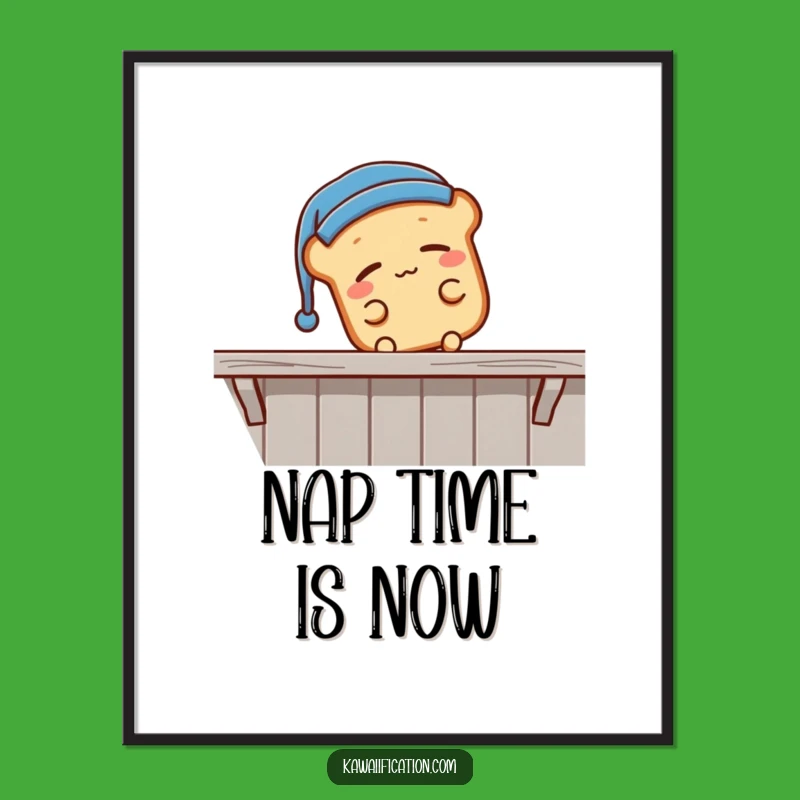 Funny Sleepy Bread Falling Poster - Hilarious Cartoon Wall Art Gift!