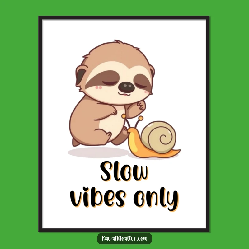 Funny Sloth vs. Snail Race Poster: Hilarious Wall Art to Brighten Any Room Instantly