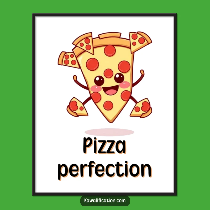 Funny Smiling Pizza Poster - Juggling Art, Perfect Humorous Gift Decor