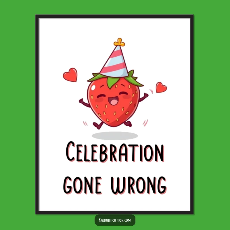Funny Tripping Strawberry Poster: Hilarious Fruit Party Art Gift