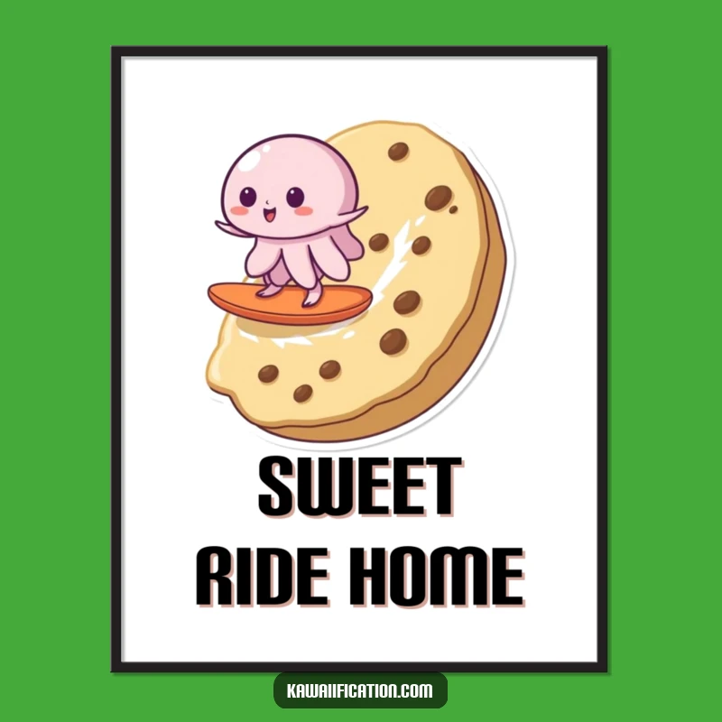 Funny Wobbly Jelly Cookie Surf Poster - Hilarious Dessert Art Print Gift