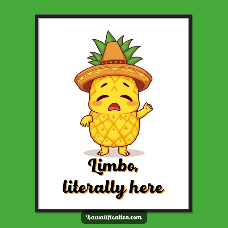 Funny Pineapple Limbo Poster: Whimsical Tropical Art, Perfect Humorous Decor Gift