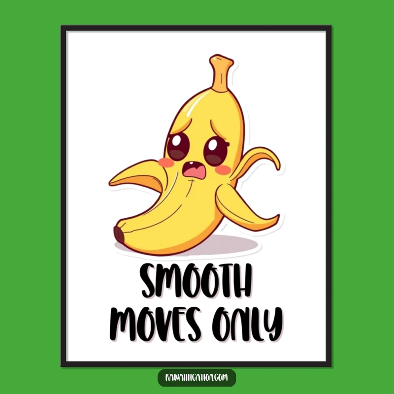 Funny Startled Banana Peel Slipping Poster - Hilarious Cartoon Wall Art Gift!