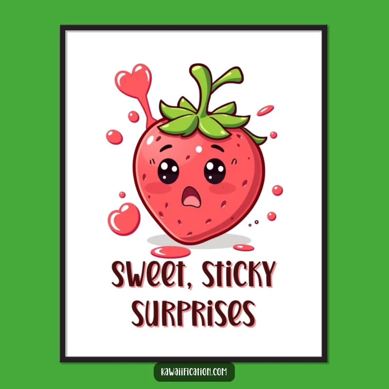 Funny Strawberry Surprise Poster - Add Juicy Art to Your Walls!