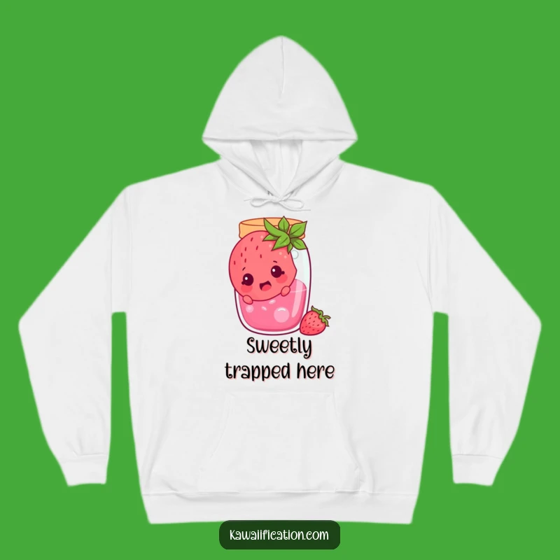 Funny Surprised Strawberry Jam Jar Hoodie - Cozy Cartoon Comfort Gift!