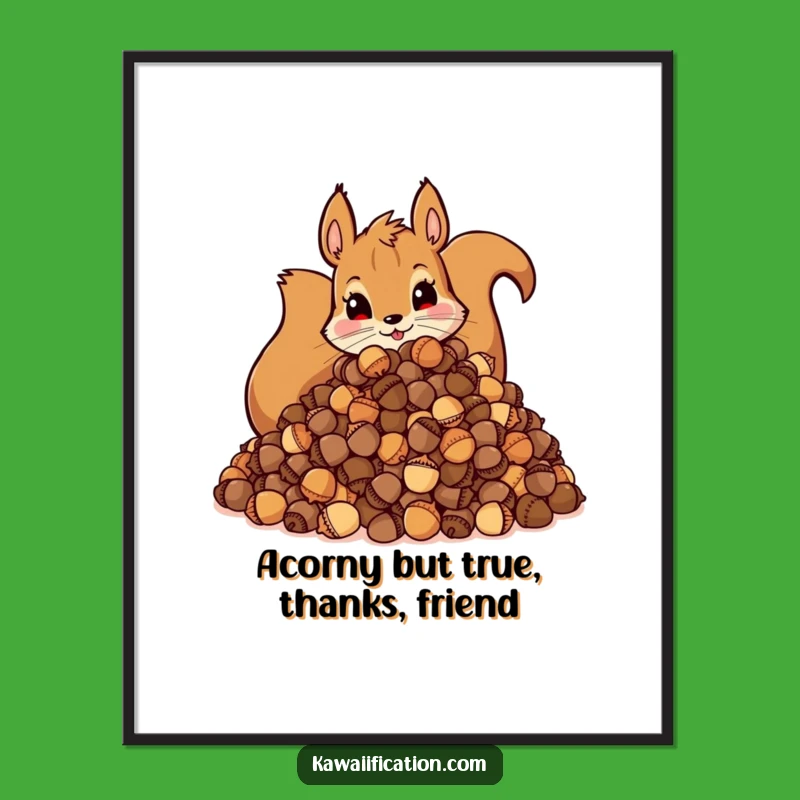 Funny Free Printable Squirrel Wall Art: Acorn Hoard Downloadable Decor