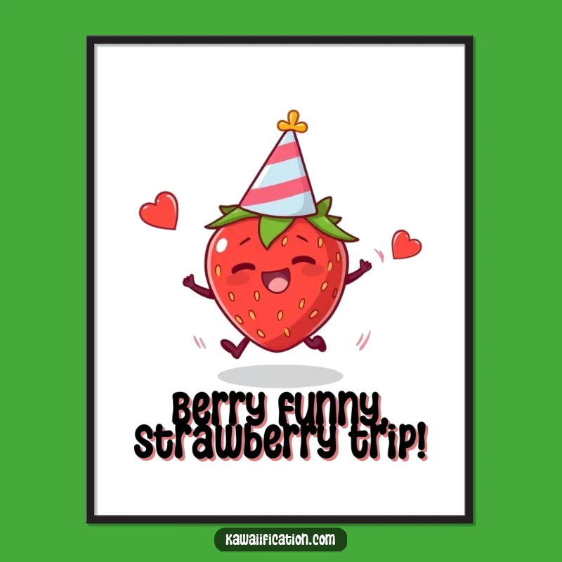 Funny Free Printable Strawberry Art: Party Trip Fail, Quirky Downloadable Home Decor